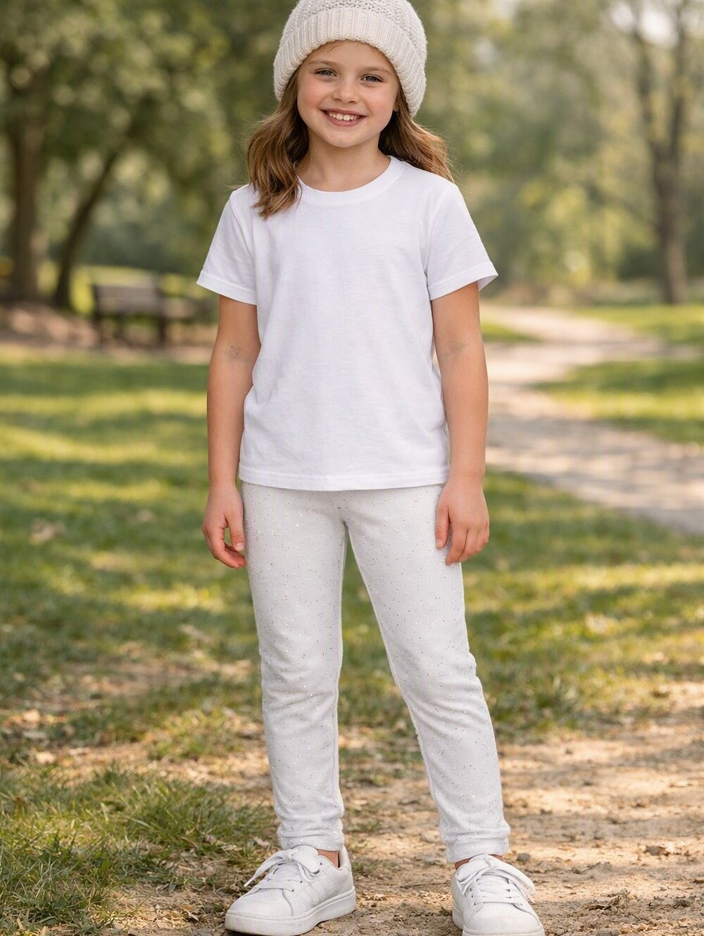 Cat & Jack White Sparkle Kids Leggings